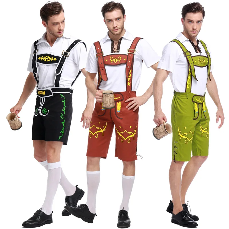 Mens Bavarian German Lederhosen Beer Oktoberfest Suspenders Cosplay
