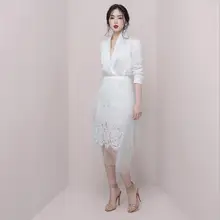 Кружевной глубокий v-образный вырез длинный костюм официальный костюм