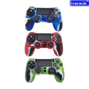 

Renensin 3 colors Camouflage Silicone Protetion Case Skin Grip Cover for Sony ps4 Game Controller Dualshock 4 Console Decals