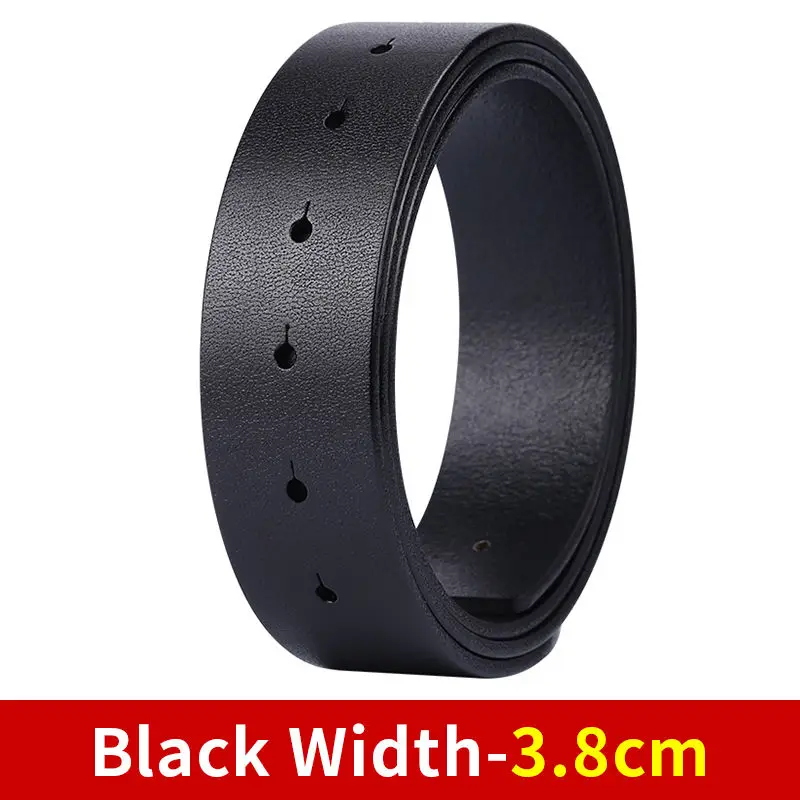 BIGDEAL Diy belt genuine leather without buckle replace belt cowskin leather belt body Pure color Smooth buckle cowhide waistban - Цвет: Black Width-3.8cm