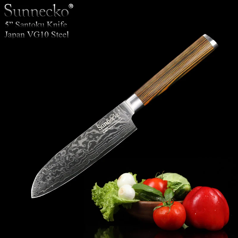 SUNNECKO 5 inch Fashion Santoku Knife Japanese VG10 Damascus Steel Kitchen Knives Utility Japan