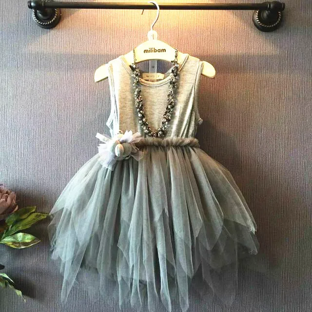 

Babyinsyar New Arrival Lace Dress Girl's Clothing Children Irregular Princess Dress Fashion Gray Tutu Dress Baby Girl Clothes