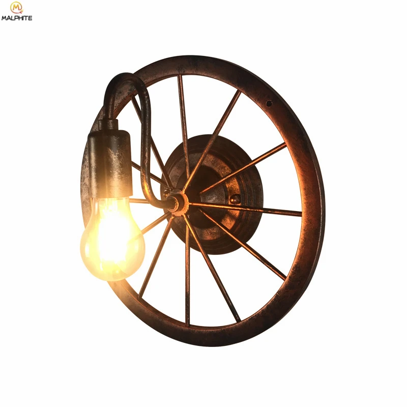 Американский Промышленное колесо настенный светильник скандинавский гостиной пеньковая веревка настенный светильник Промышленный Декор