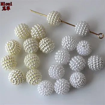 

Micui 100pcs 10mm Round beads ABS imitation pearls mounted removable type for clothing package shoe Crafts DIY ZZ404