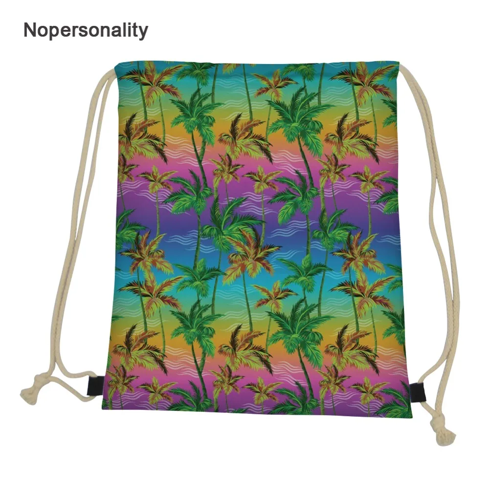 Nopersonality Colorful Palm Tree Backpack Printing Travel Softback Man Women Harajuku Drawstring Bag Kids Drawstring Backpacks