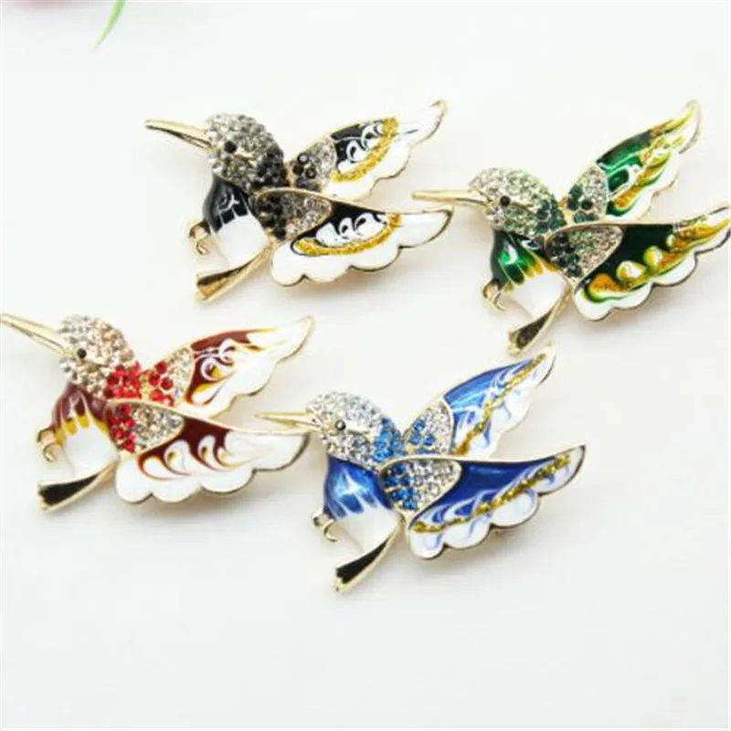 

WKOUD Colorful Rhinestone Enamel Hummingbird Brooch Animal Brooches for Women Korea Fashion Accessories Factory Direct