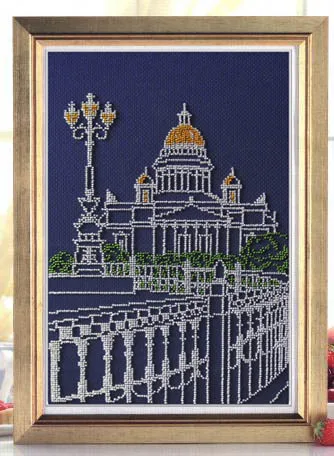 CS-1241 cross stitch kit white castle city old building monochrome.jpg