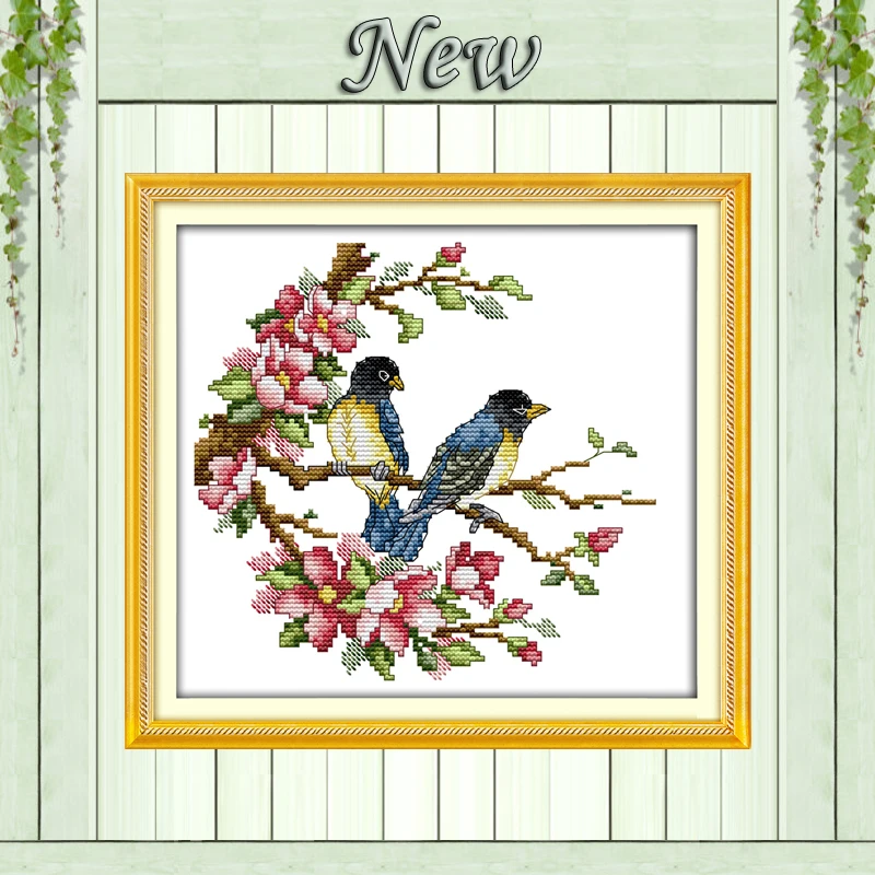 

Magpies birds in the branches Painting Counted Printed on fabric 14CT 11CT DIY Cross Stitch DMC Needlework kits Embroidery Sets