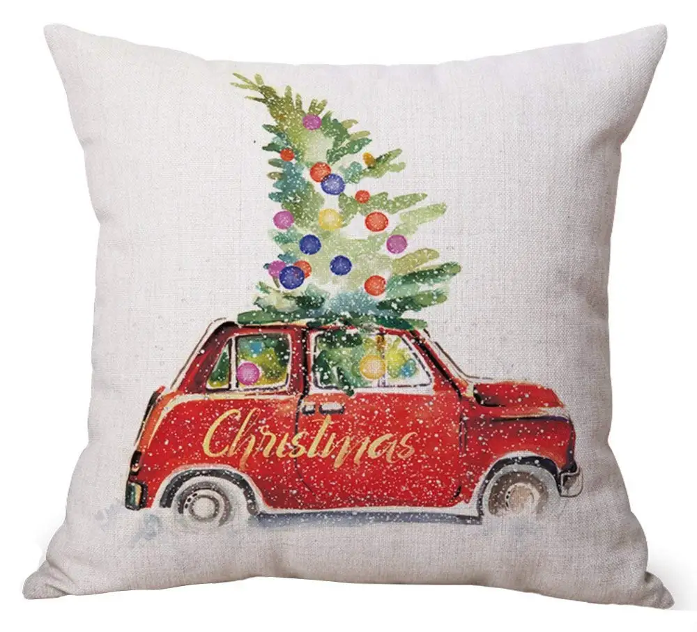 

Christmas Tree Decorative Throw Pillow Case Covers Cotton Linen Xmas Cushion Case Covers 18 x 18 inches