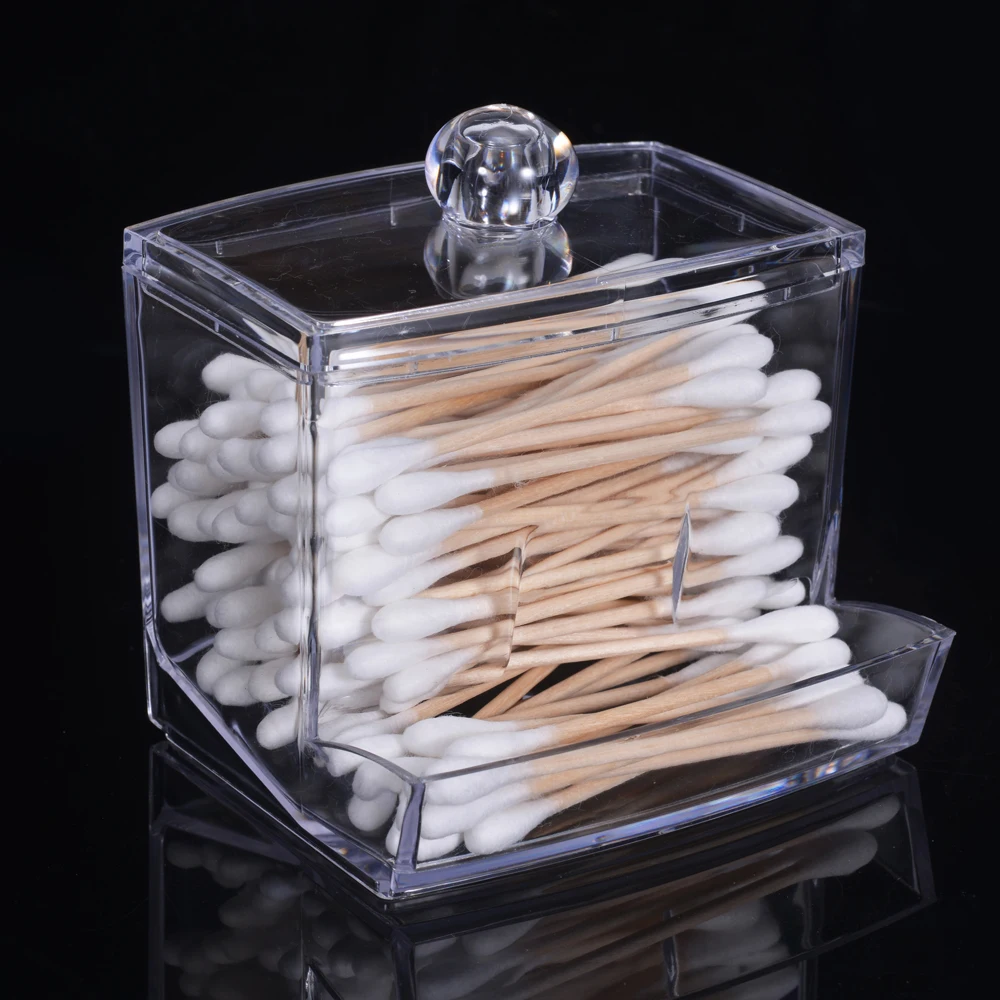 

Acrylic MakeUp Organizer Cotton Swab Storage Box Transparent Storage Holder Makeup Case Cosmetic Container Make Up organizer
