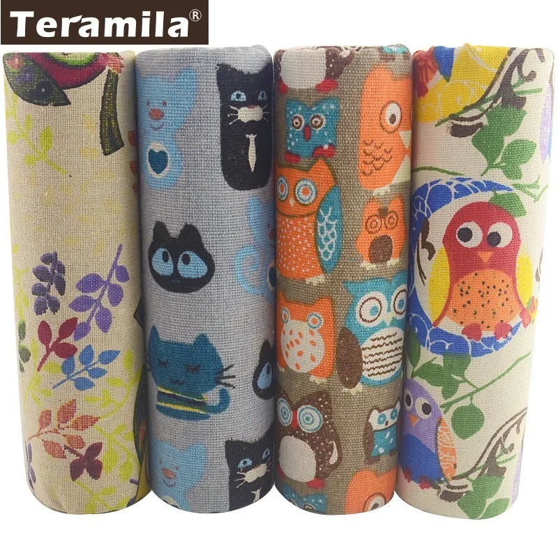 Teramila птицы узор хлопок льняная ткань африканская ткань 4 шт. 45x45 см Telas Por Metro DIY швейная домашняя Подушка занавес нашивки