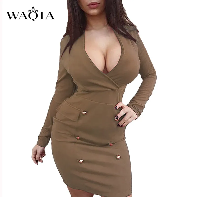 WAQIA элегантное весна лето 2019 новое сексуальное платье женское повседневное