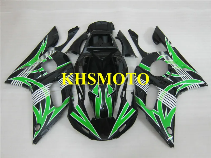 Мотоциклетный вставной обтекатель комплект для YAMAHA YZFR6 98 99 00 01 02 YZF R6 1998 2000 2002 YZF600 ABS зелено-черные обтекатели комплект+ подарки KX28
