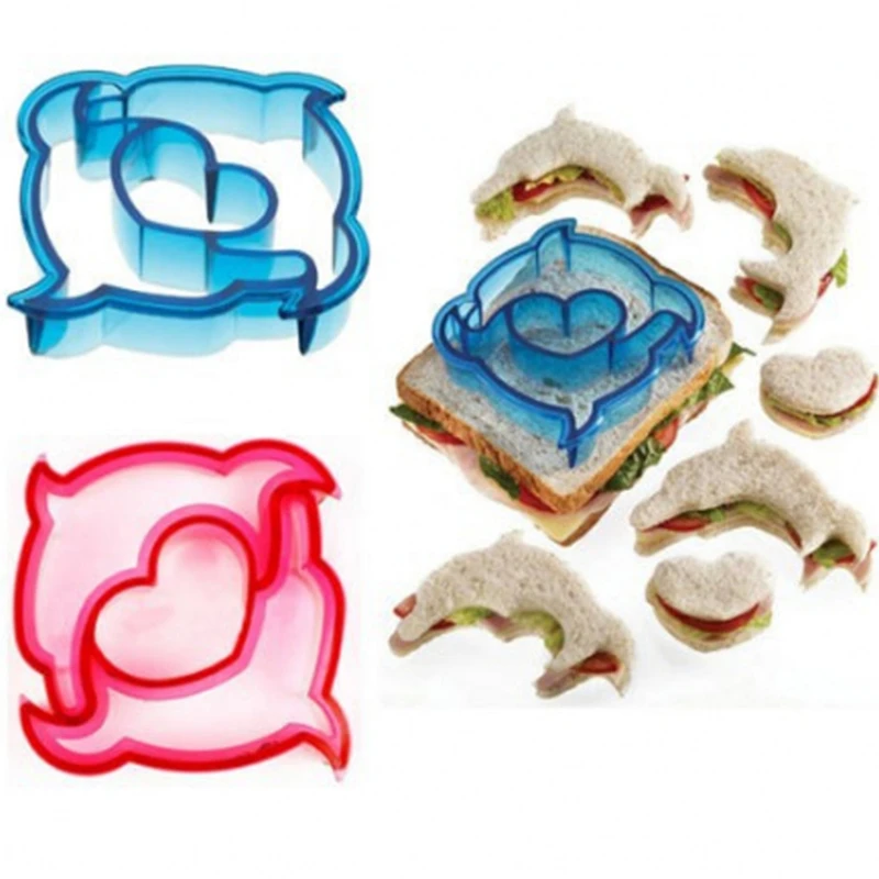 

1PC Plastic Animals Shape Sandwich Mold Dinosaur Dolphin Heart Cookie Cut Mould Bread Toast Cut DIY Cake Crafts Cooking Tools
