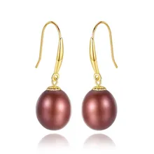 Fashion AU750 Pearl Hook Earrings Natural Freshwater Pearl Drop Earrings For Women 100% Genuine 18K Gold Jewelry Wedding Gifts natural purple pearl drop earrings 18k yellow gold women elegant simple fashion drop earrings for party