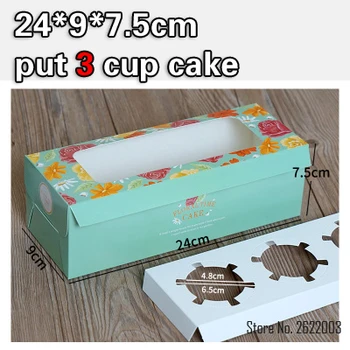 

24x9x7.5cm 3 flowerholder package cupcake wrapper paper mousse cake box wood chaff cup pudding bottle party decoration100pcs/lot