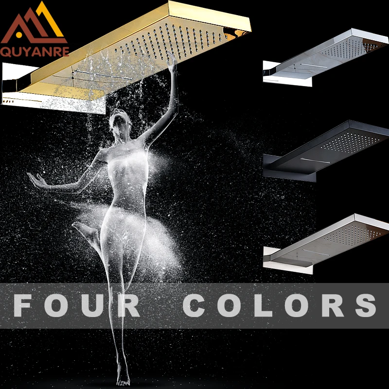

Four Colors Available Wall Mounted Bar Shape Rainfall And Waterfall Shower Head Two Out-water Ways For Bathroom Bath