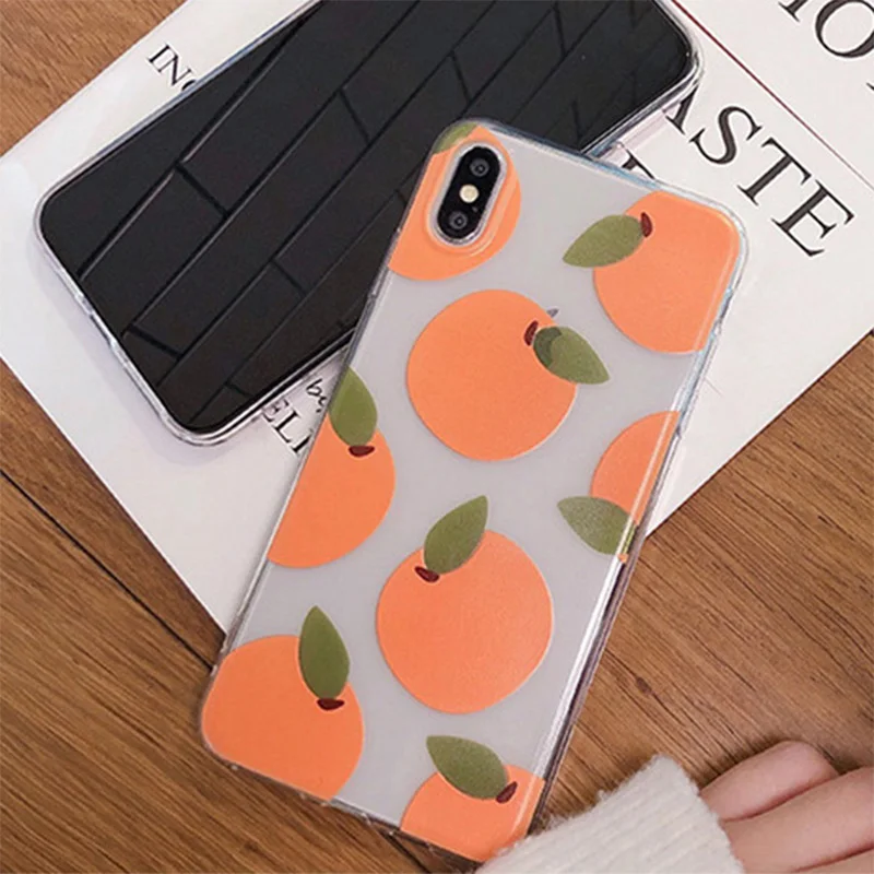 

Luxury Ultra Cool Big Orange Transparent Soft TPU Phone Case Cover For Apple iPhone X XR XS Max 8 7 Plus 6 6s Plus
