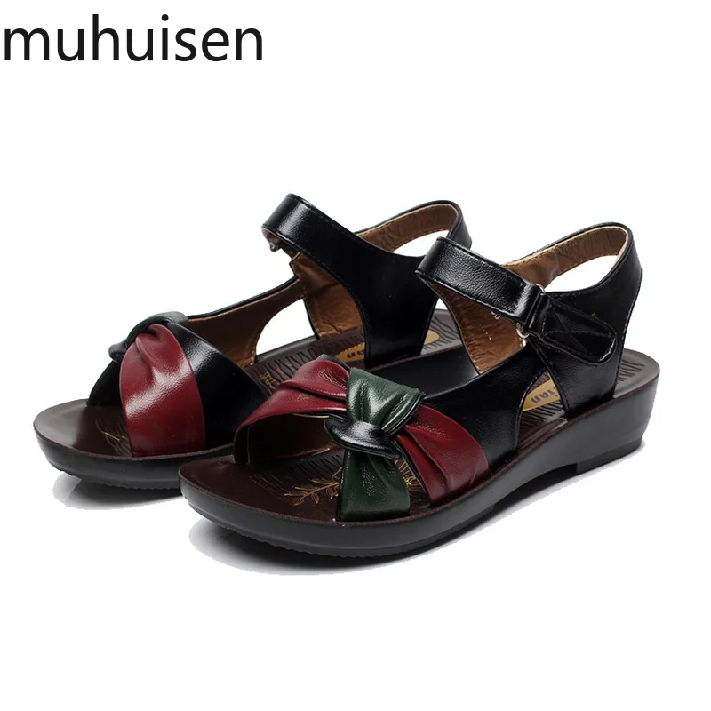 

Size 35-41 Platform Sandals Women Sandals For Mother Summer Wedge Shoes Hook Loop Leather Sandalias Soft Bottom Zapatos Mujer