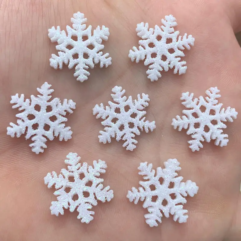 

20pcs Snowflake Shape Flatback Embellishment Cabochon for DIY Crafts Jewelry Making Wedding Christmas Party Decoration 19mm