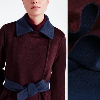 

150CM Wide 820G/M Weight Thick Double-faced Water Wave Blue Purple Wool Cashmere Fabric for Autumn Winter Jacket Overcoat E897