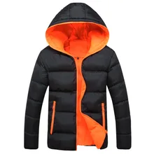 2017 Winter Jacket for Men Padded Cotton Parka Hooded Solid Boy Male Coat Hip Hop Rock Outwear Plus Size Men’s Down Tops Jackets