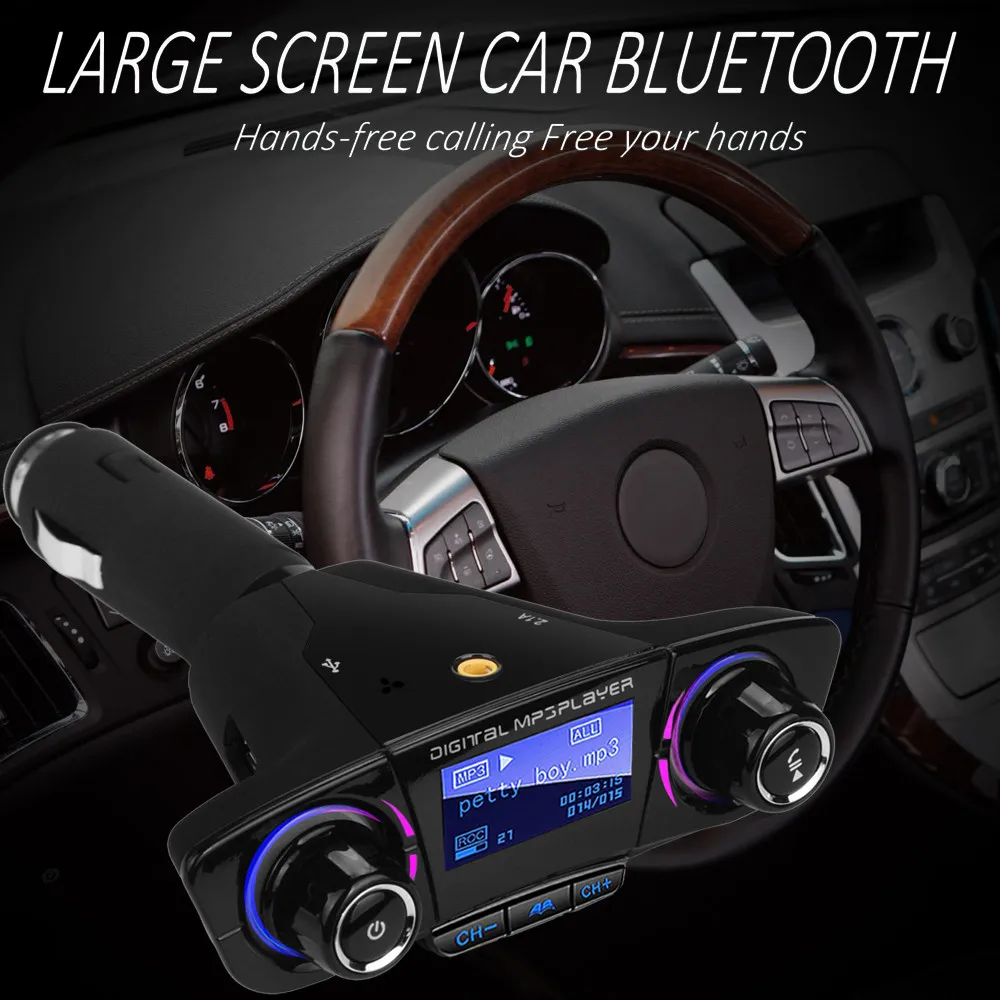 

2018 newest Handsfree top selling Bluetooth Car Kit Wireless FM Transmitter Dual USB 5V 2.1A Charging Hands-Free Car MP3 Player