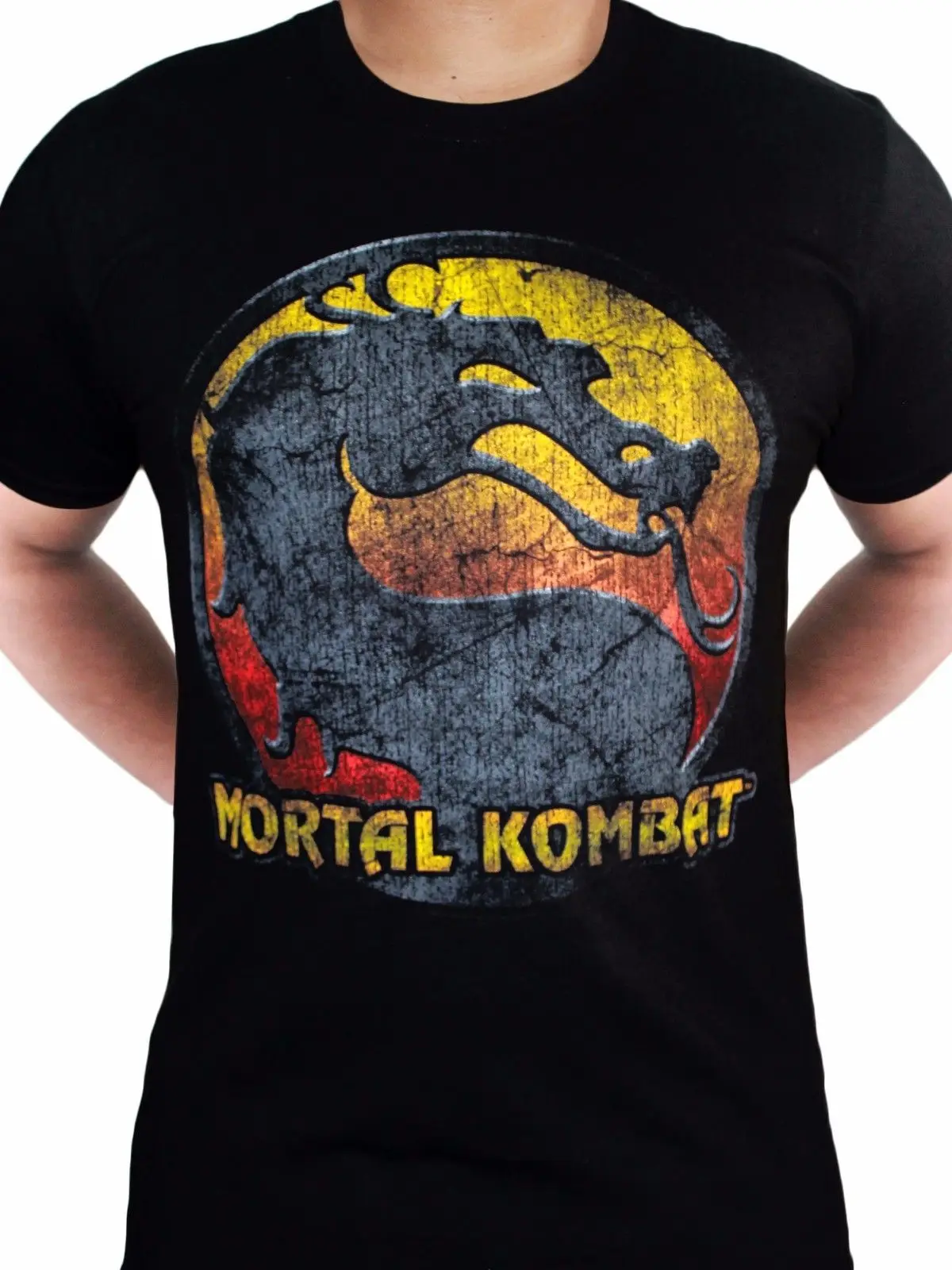 Mortal Kombat логотип Скорпион отрицательных Playstation официальная игра черный Для мужчин