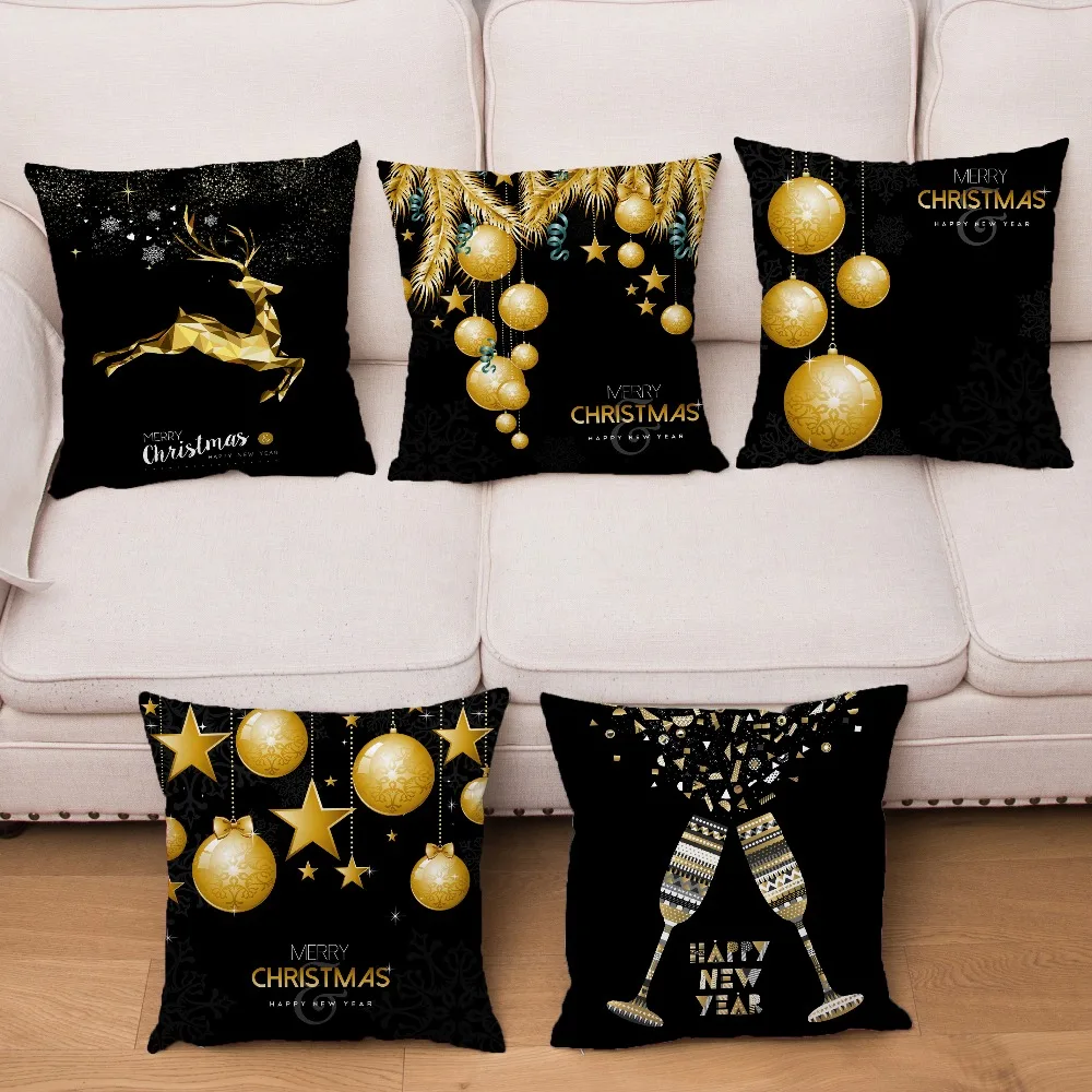 

Super Soft Short Plush Cushion Cover Gold Christmas Pillow Covers 45*45 Square Throw Pillows Cases Sofa Home Decor Pillowcase