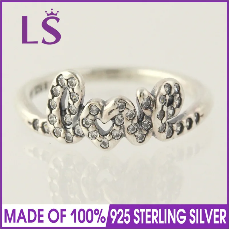 

LS Hot Sale High Quality 100% Real 925 Sterling Silver Signature of Love Ring,For Women Wedding Rings Real Fine Jewelry N