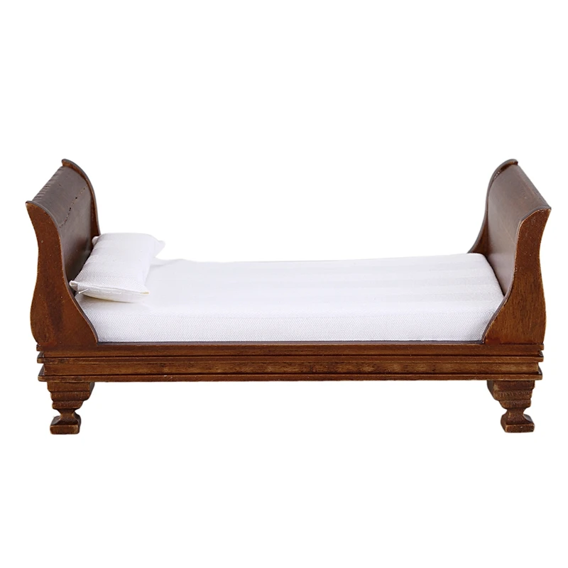  New Dollhouse Miniature Furniture Delicacy Vintage Single Bed 1:12 Scale Doll Toys Accessories