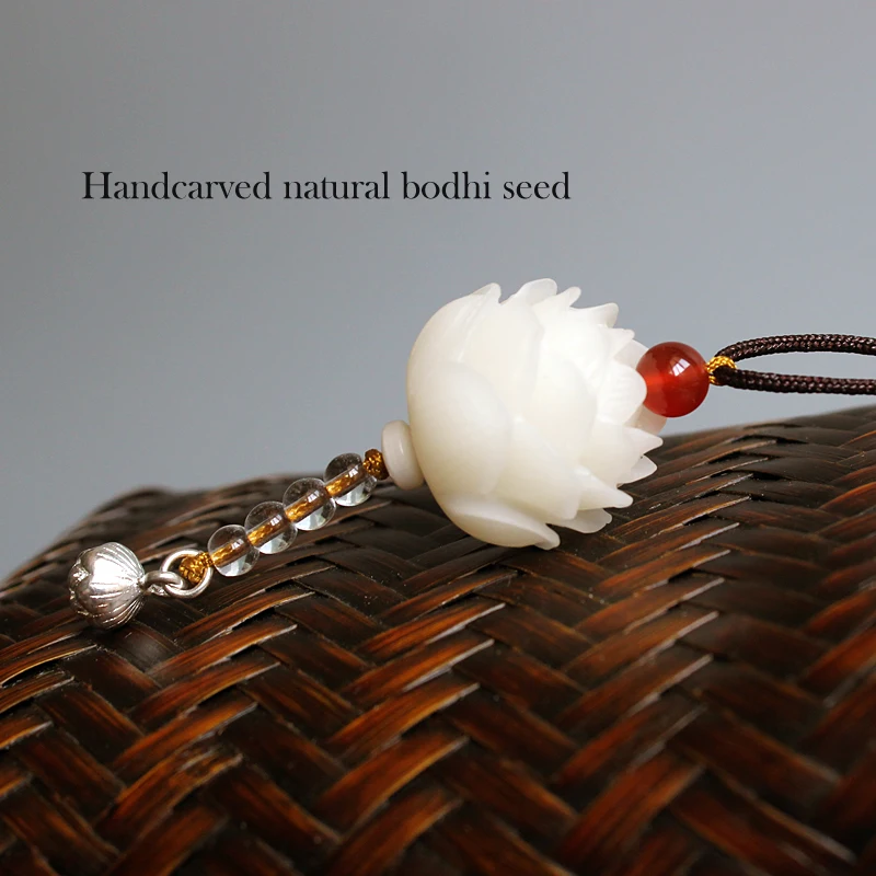 Новая мода семена Бодхи ручной работы Подвеска ввиде цветка лотоса элегантный веревка длинное ожерелье для женщин девочек Оптовые этнические драгоценности