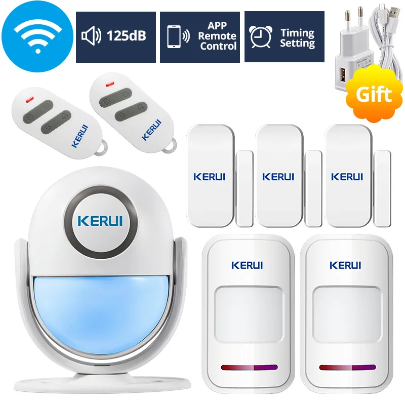 KERUI WIFI 120db ПИК охранная сигнализация для IOS/Android Приложении для дома Защита от взлома Хост детектора окна/двери - Цвет: KIT6