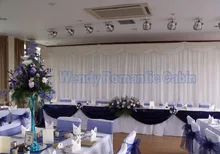3M x 6M Silk White Wedding Backdrop with top swag wedding stage curtain drape
