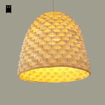 

Bamboo Wicker Rattan Pineapple Pendant Light Fixture Rustic Chinese Country Hanging Lamp Luminaria for Restaurant Hot Pot Shop