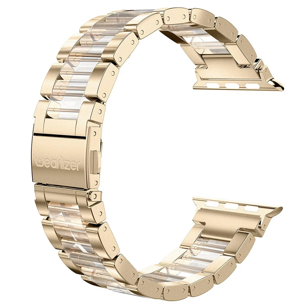 Ремешок Wearlizer для Apple Watch 38 мм 40 мм 42 мм 44 мм iWatch металлический сменный ремешок из нержавеющей стали для Apple Watch Series 5 4 3 2 1 - Цвет ремешка: Gold