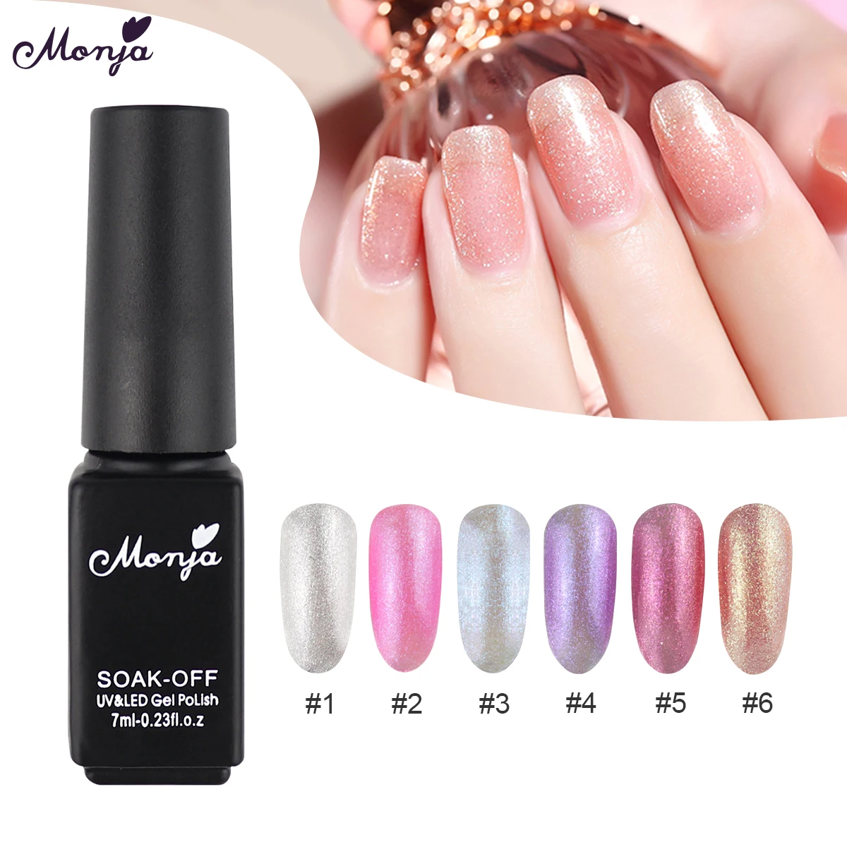 Monja 7ml Nail Semi Permanent Long-Lasting Shimmer Neon Polish UV Gel Varnish Lacquer Vernis Manicure Tools 6 Colors | Красота и