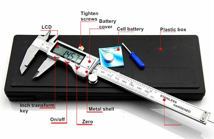 Цифровой штангенциркуль из нержавеющей стали промышленного класса 200 мм штангенциркуль внутренний внешний инструмент для измерения