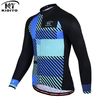 

KIDITOKT 100% Polyester Breathable Cycling Shirt Long Sleeves Autumn Men's Cycling Jerseys MTB Bicycle Cycling Clothing