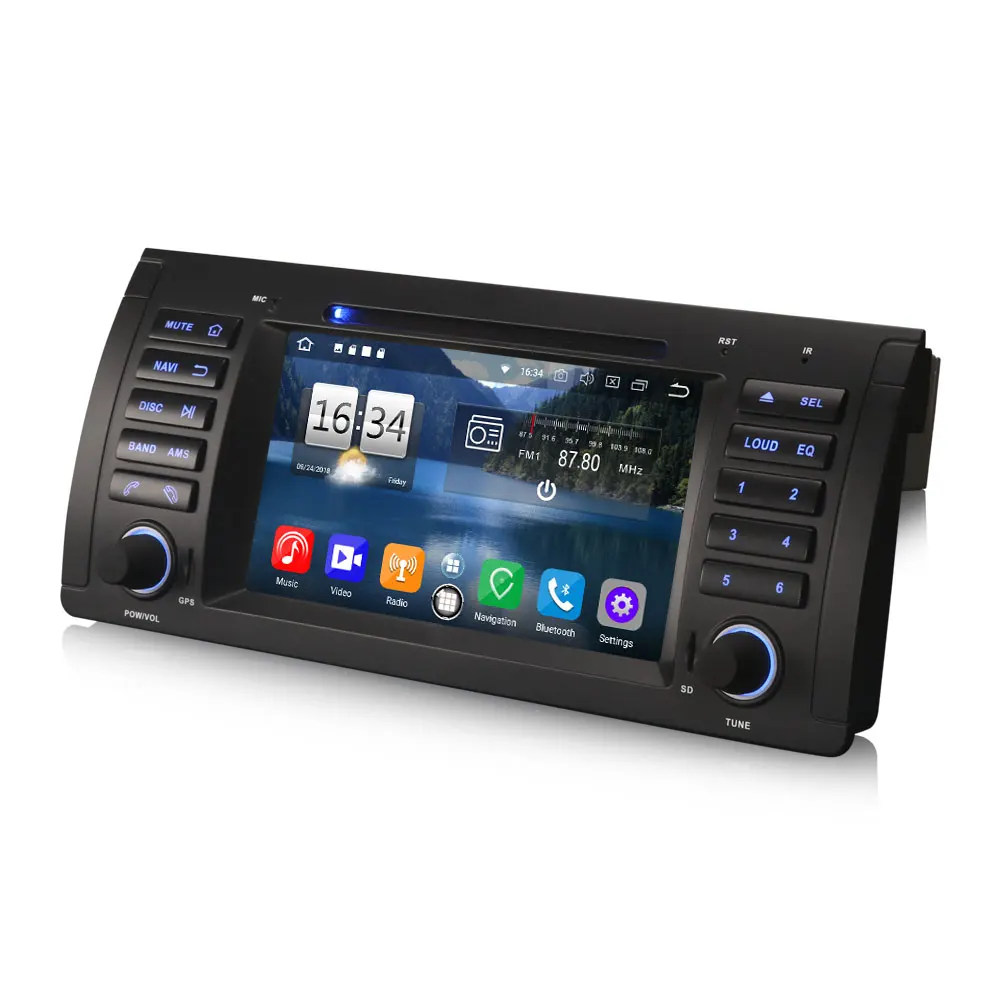 Top 7" Android 8.0 Oreo OS Car DVD Multimedia GPS Radio for BMW E39 M5 1999-2003 & BMW 5 Series E39 1995-2003 & BMW X5 E53 2000-2007 5
