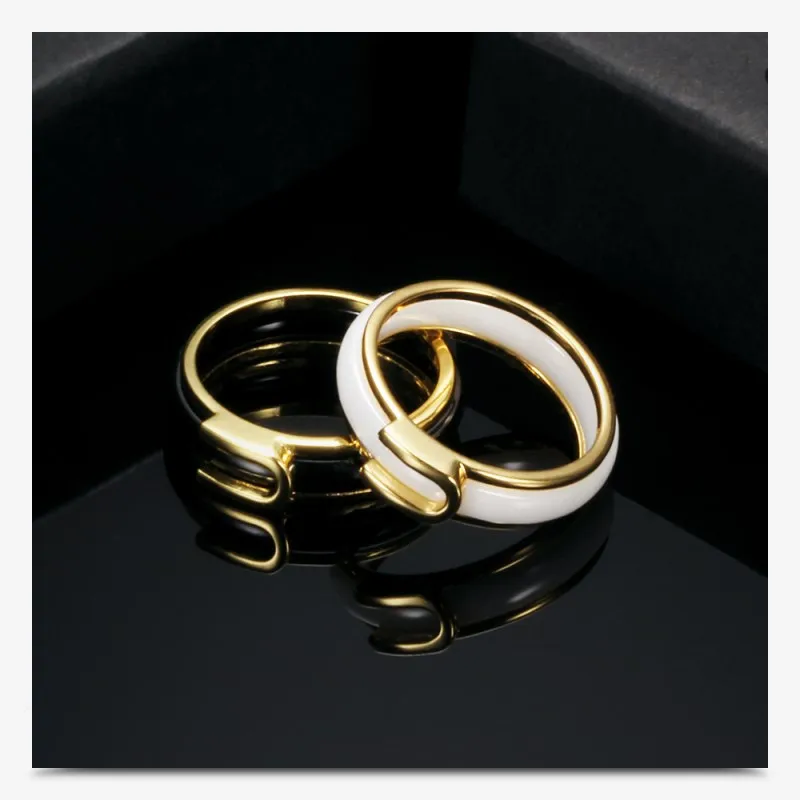 2019 распродажа модные и простые ювелирные изделия Женский Кристалл из австрийского парный керамический кольцо 2 цвета подходят любителям