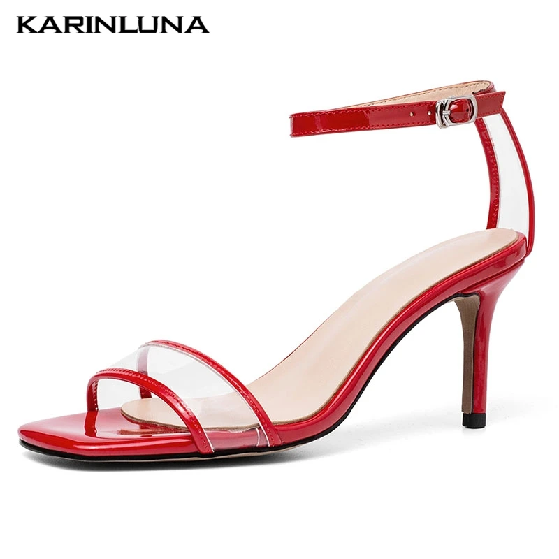 

Karinluna Fashion Korean Version Women Shoes Genuine Leather High Heel Sandals Leisure Ankle Strap Summer Sandals Shoes Woman