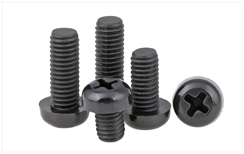 

500Pcs M2.5 x 4mm L 4 Black B Nylon Phillips Pan Head Cross Recessed Pan Head Machine Screw Series Free Shipping Plastic