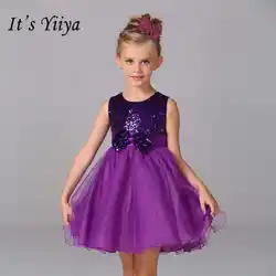 Это yiiya Мода блестками лук платья для девочек много Цвета принцессы бальное Сладкий О-образным вырезом Танк платье для девочек MA004