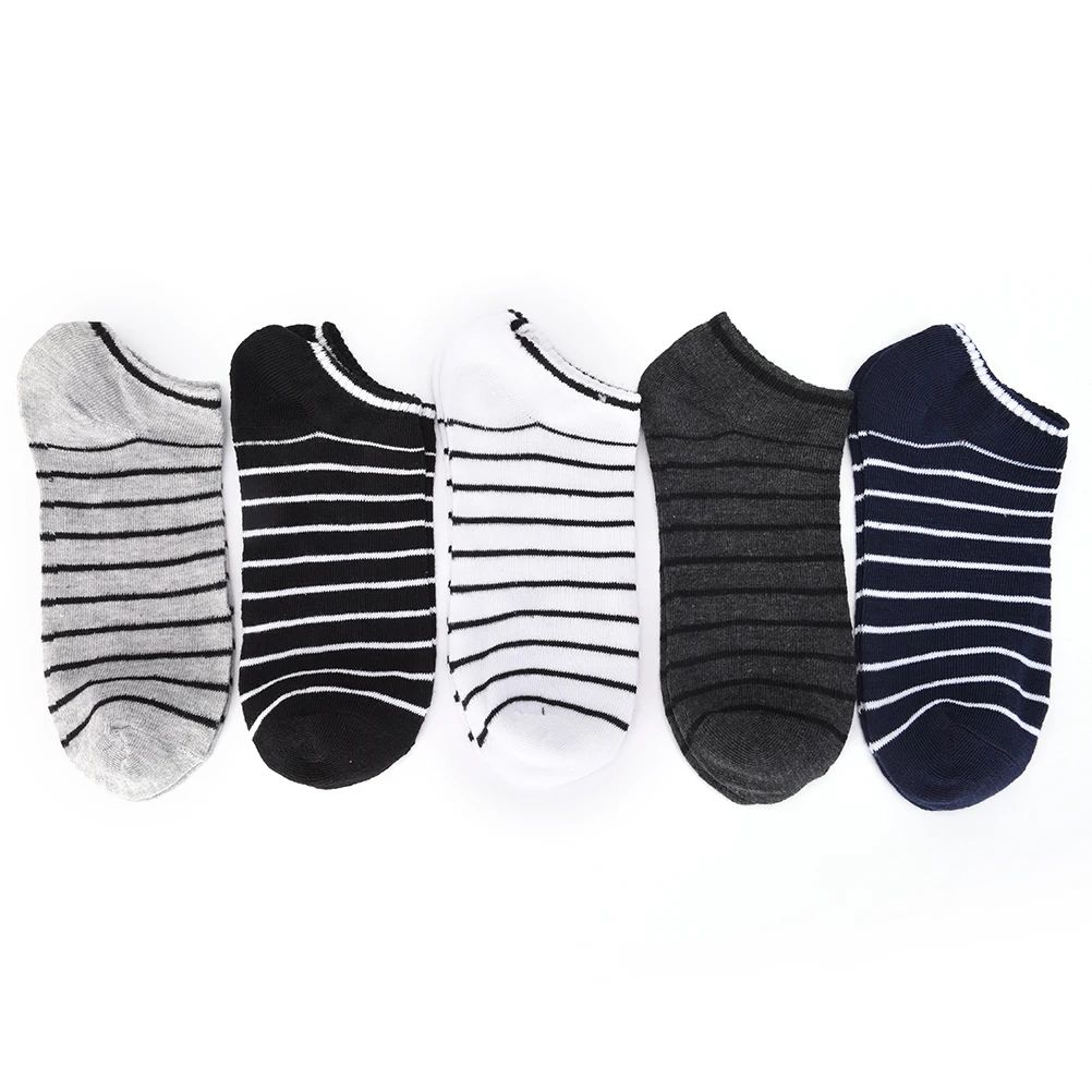 5pairs/lot Comfortable Man Boat Socks Bamboo Fiber Men Short Socks Breathable Casual Stripe Socks For Male