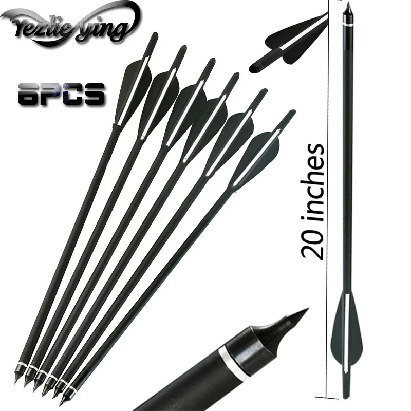 

6PCS 22-Inch Target Hunting Crossbow Bolt Carbon Arrow Black White Feather Replaceable Arrow Tip For Recurve Bow Archery Huntin