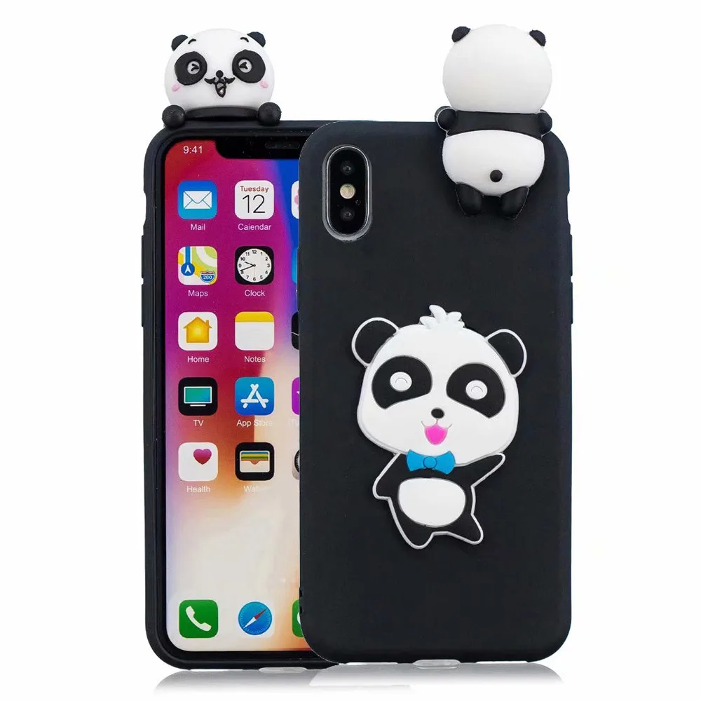 Черный 3D Силиконовый мультяшный чехол для телефона iPhone XS Max мультяшный милый чехол для телефона Xs Max - Цвет: Черный