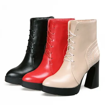 

2017 Botas Mujer Winter Boots Big Size New Ponited Toe Boots For Women Sexy Ankle Heels Fashion Winter Shoes Casual Snow T732