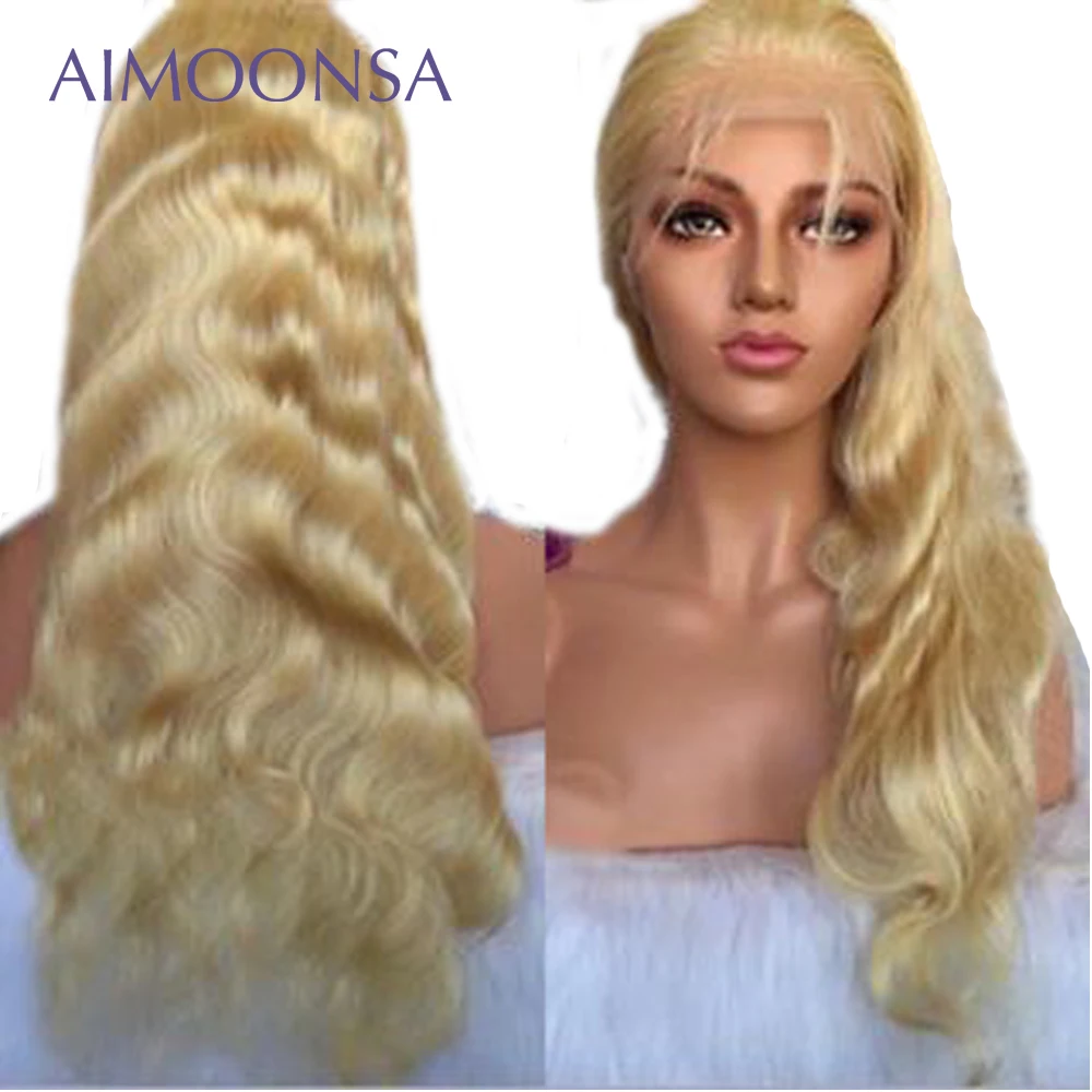 613 Frontal Wavy Wig Blond Colored Lace Front Wigs Human Hair With Baby