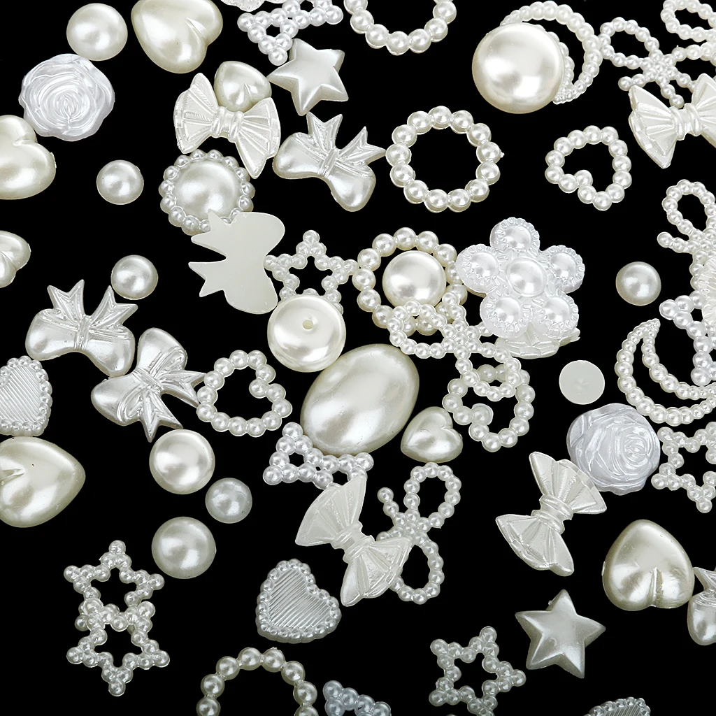 fityle 100Pcs Assorted Pearl Bead Flat Back Scrapbook for Craft for Sewing Decorating many items includin Mobile Phone Cases 
